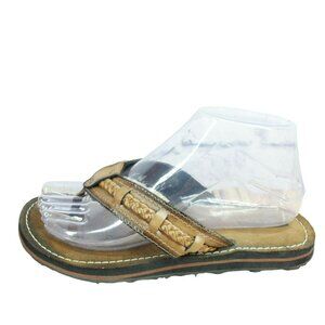 Clarks Fenner Nerice Brown Leather Slip-on Braided Flip Flops Sandals Size 7 M